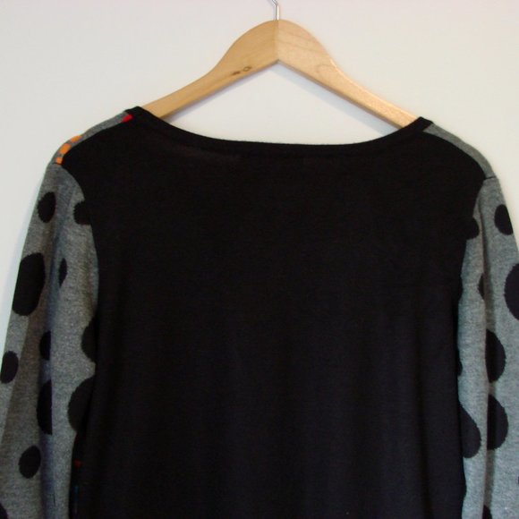 Gabby Isabella Tunic Sweater Colourful Floral Round Neck Gray Black Size Large - Picture 15 of 15